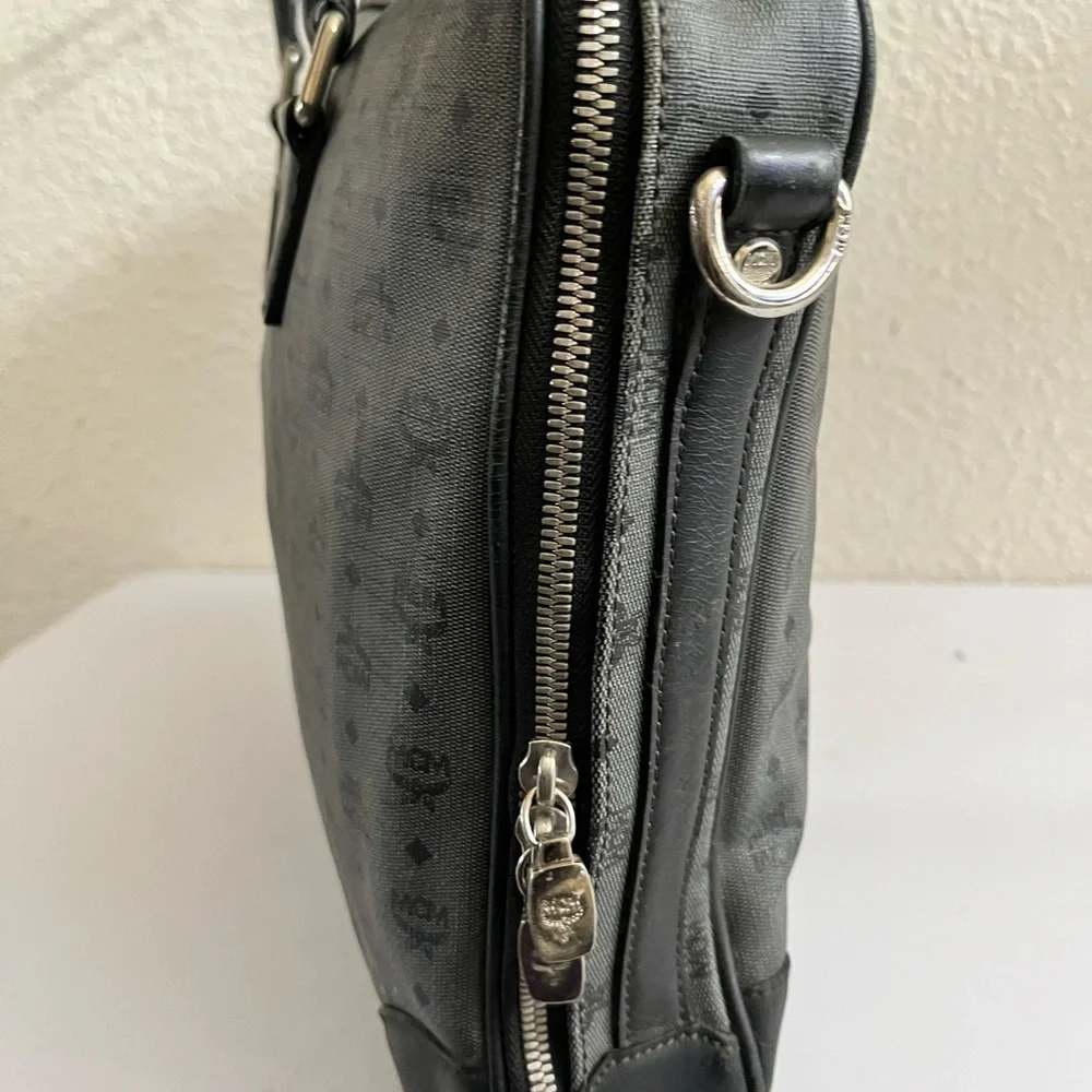 MCM Black and Gray Monogram Briefcase